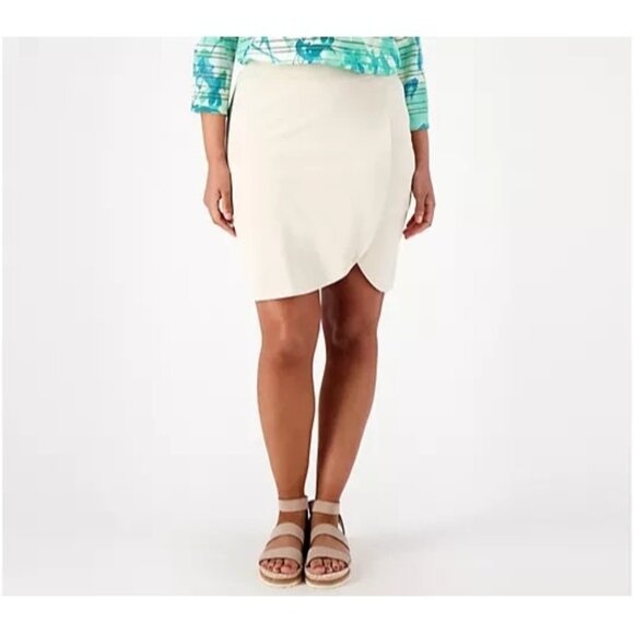 Belle by Kim Gravel TripleLuxe_Knit Tulip Hem Skort Sand Bar 4X A601301 - Picture 1 of 2
